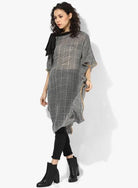 The Kaftan Company Tunics Premium Woollen Checks  Kaftan w/tie up neck