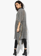 The Kaftan Company Tunics Premium Woollen Checks  Kaftan w/tie up neck