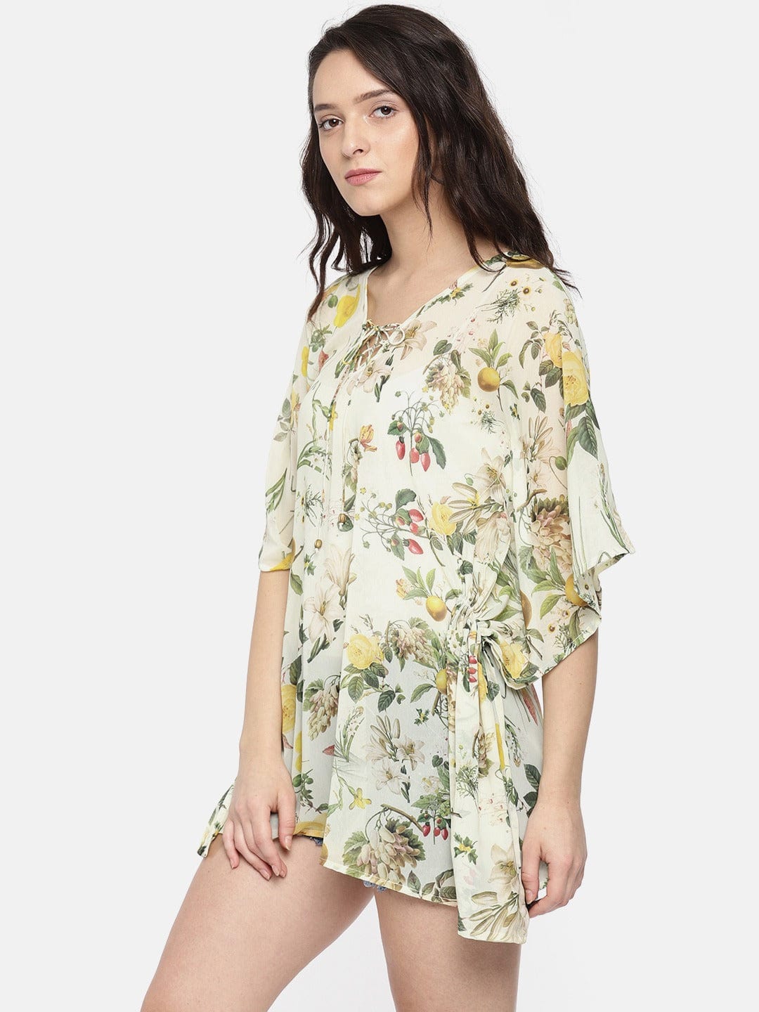The Kaftan Company Yellow Floral Cover- Up Dress - (Clearance - Final Sale)